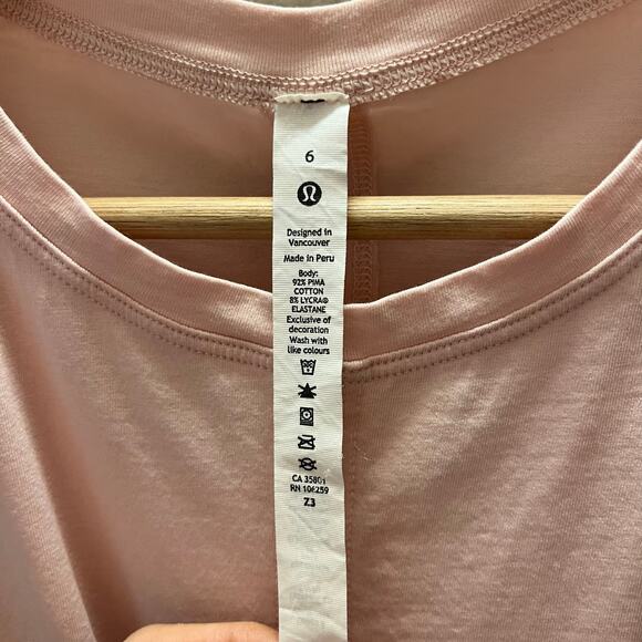 lululemon Soft Pima Cotton Tie Front Cropped Tee Pink Size 6 Stretch Athleisure - Picture 4 of 6